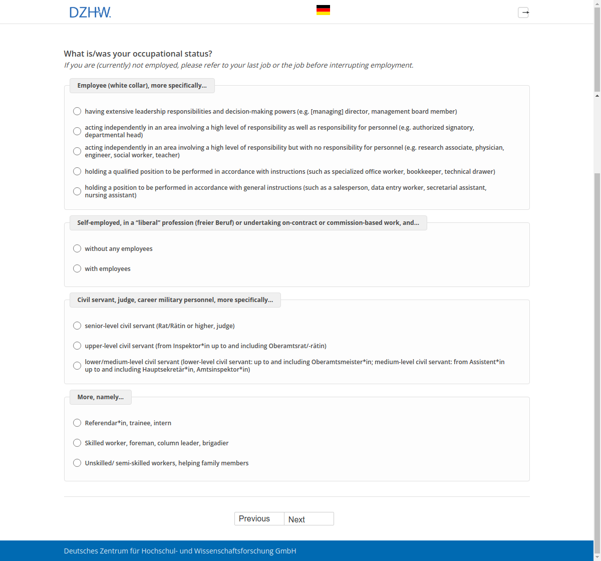 What is/was your occupational status?