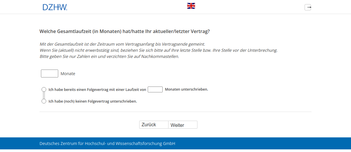 Welche Gesamtlaufzeit (in Monaten) hat/hatte Ihr aktueller/letzter Vertrag?