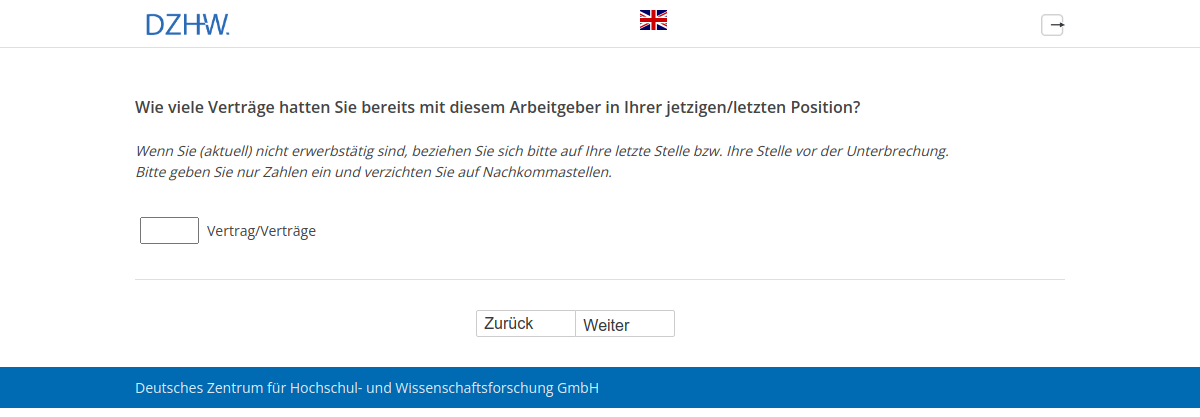 Wie viele Verträge hatten Sie bereits mit diesem Arbeitgeber in Ihrer jetzigen/letzten Position?