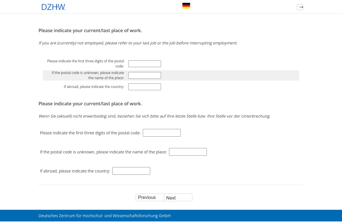 Please indicate your current/last place of work.Please indicate your current/last place of work.