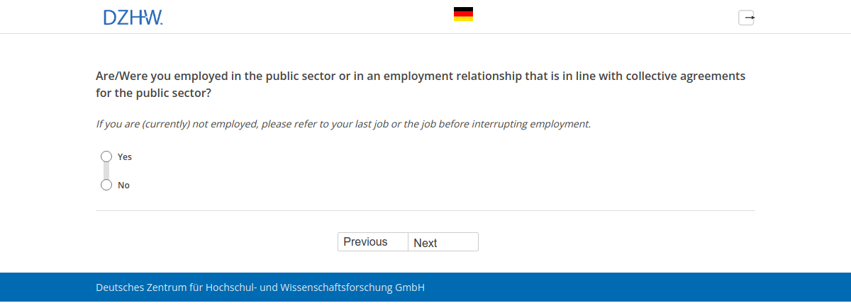 Are/Were you employed in the public sector or in an employment relationship that is in line with collective agreements for the public sector?