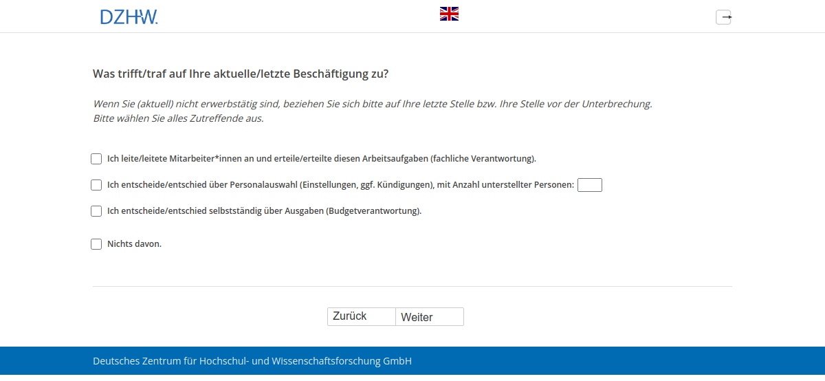 Was trifft/traf auf Ihre aktuelle/letzte Beschäftigung zu?
