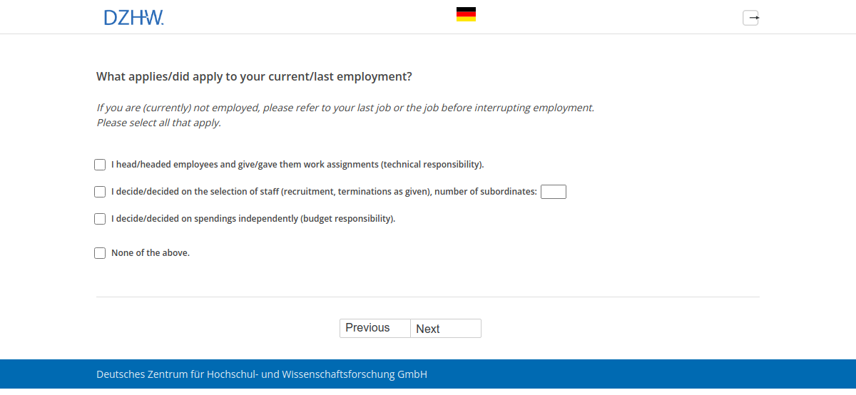 What applies/did apply to your current/last employment?