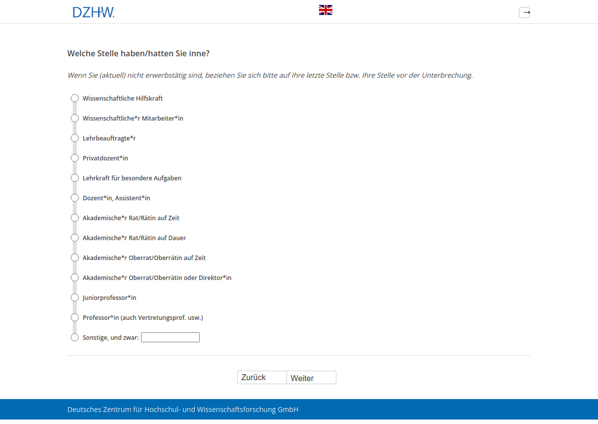 Welche Stelle haben/hatten Sie inne?