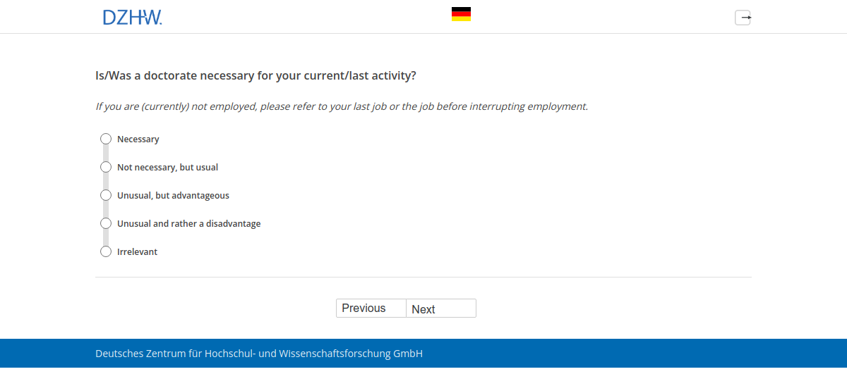 Is/Was a doctorate necessary for your current/last activity?