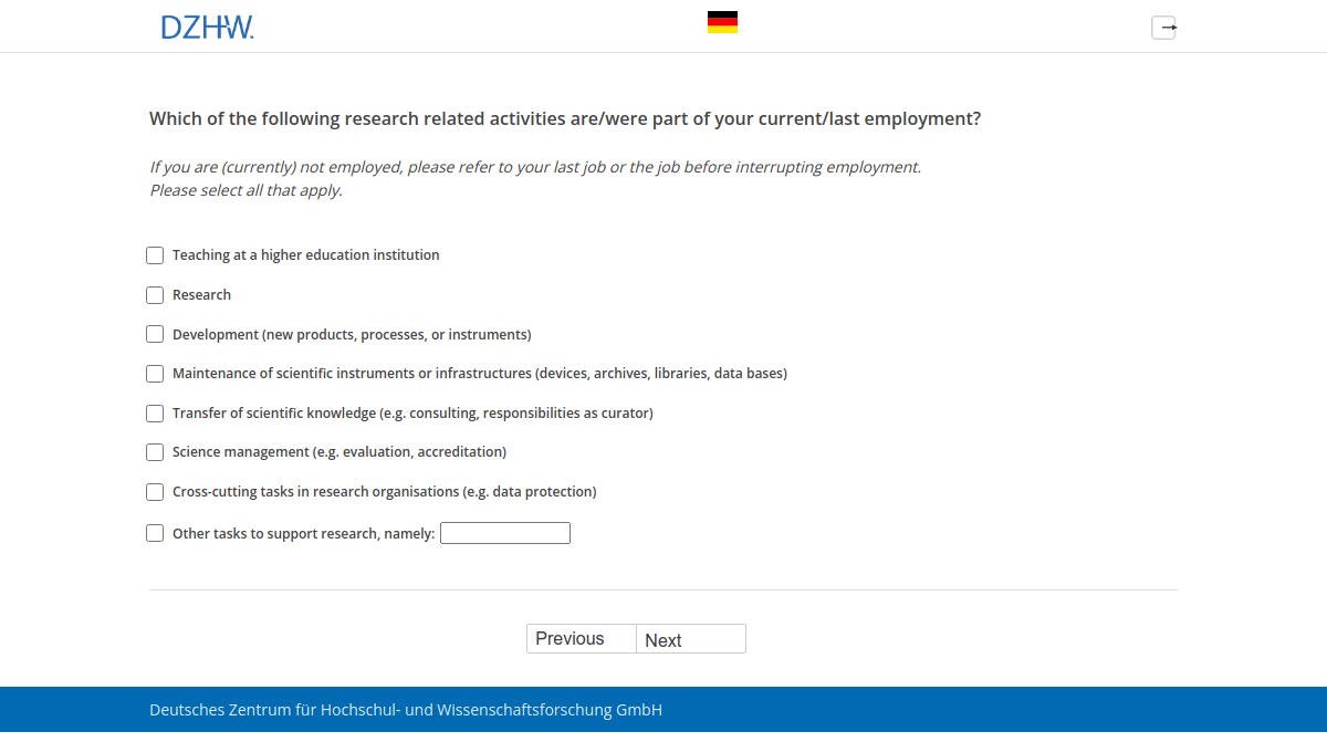 Which of the following research related activities are/were part of your current/last employment?