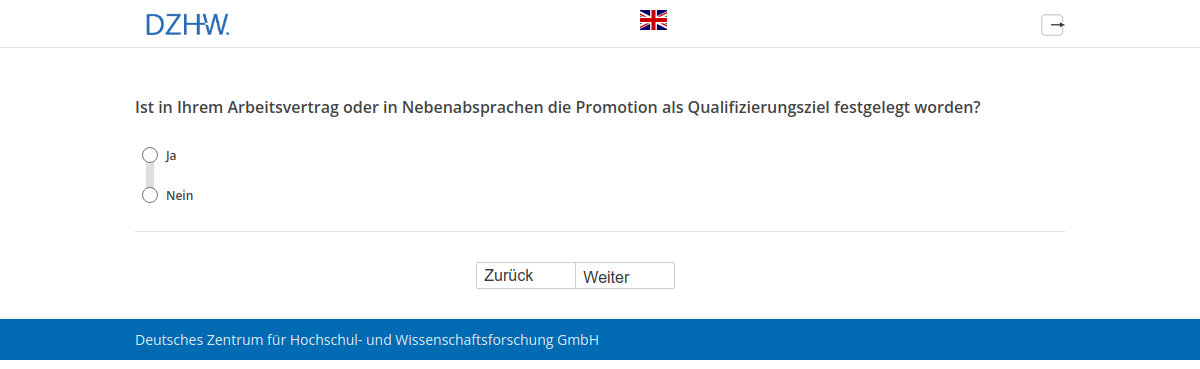 Ist in Ihrem Arbeitsvertrag oder in Nebenabsprachen die Promotion als Qualifizierungsziel festgelegt worden?