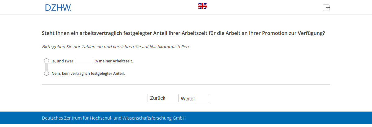 Steht Ihnen ein arbeitsvertraglich festgelegter Anteil Ihrer Arbeitszeit für die Arbeit an Ihrer Promotion zur Verfügung?