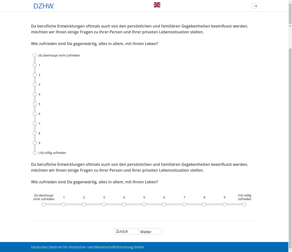 Wie zufrieden sind Sie gegenwärtig, alles in allem, mit Ihrem Leben?Wie zufrieden sind Sie gegenwärtig, alles in allem, mit Ihrem Leben?