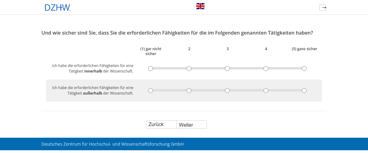 Und wie sicher sind Sie, dass Sie die erforderlichen Fähigkeiten für die im Folgenden genannten Tätigkeiten haben?