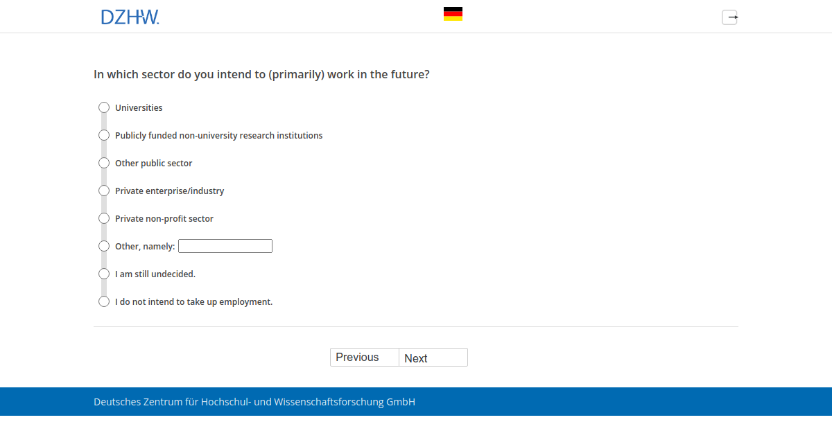 In which sector do you intend to (primarily) work in the future?
