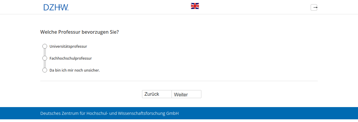 Welche Professur bevorzugen Sie?