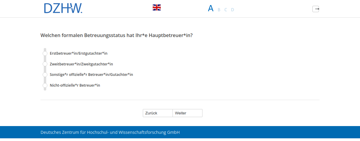 Welchen formalen Betreuungsstatus hat Ihr*e Hauptbetreuer*in?
