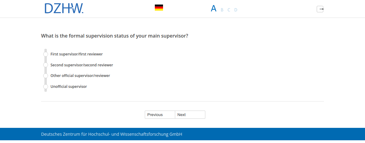 What is the formal supervision status of your main supervisor?
