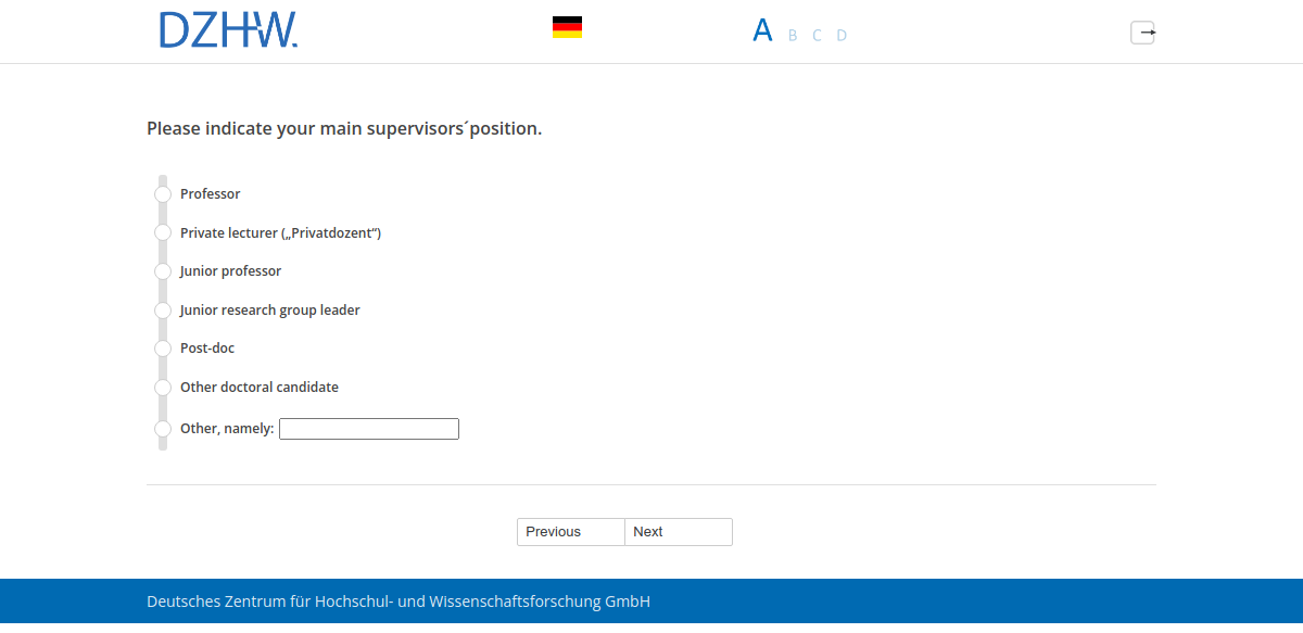 Please indicate your main supervisors´position.