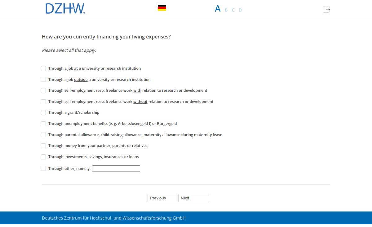 How are you currently financing your living expenses?