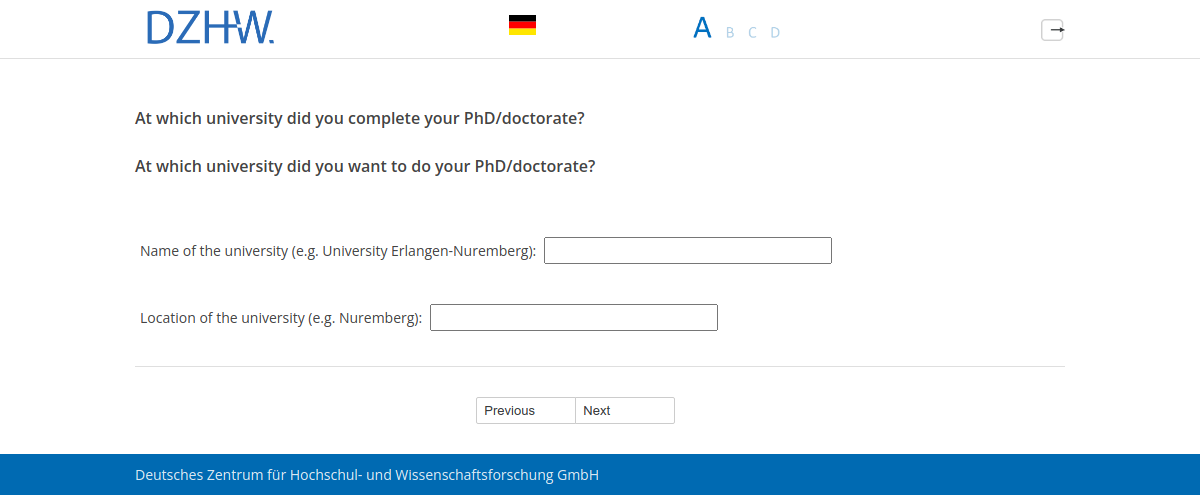 At which university did you complete your PhD/doctorate?,At which university did you want to do your PhD/doctorate?