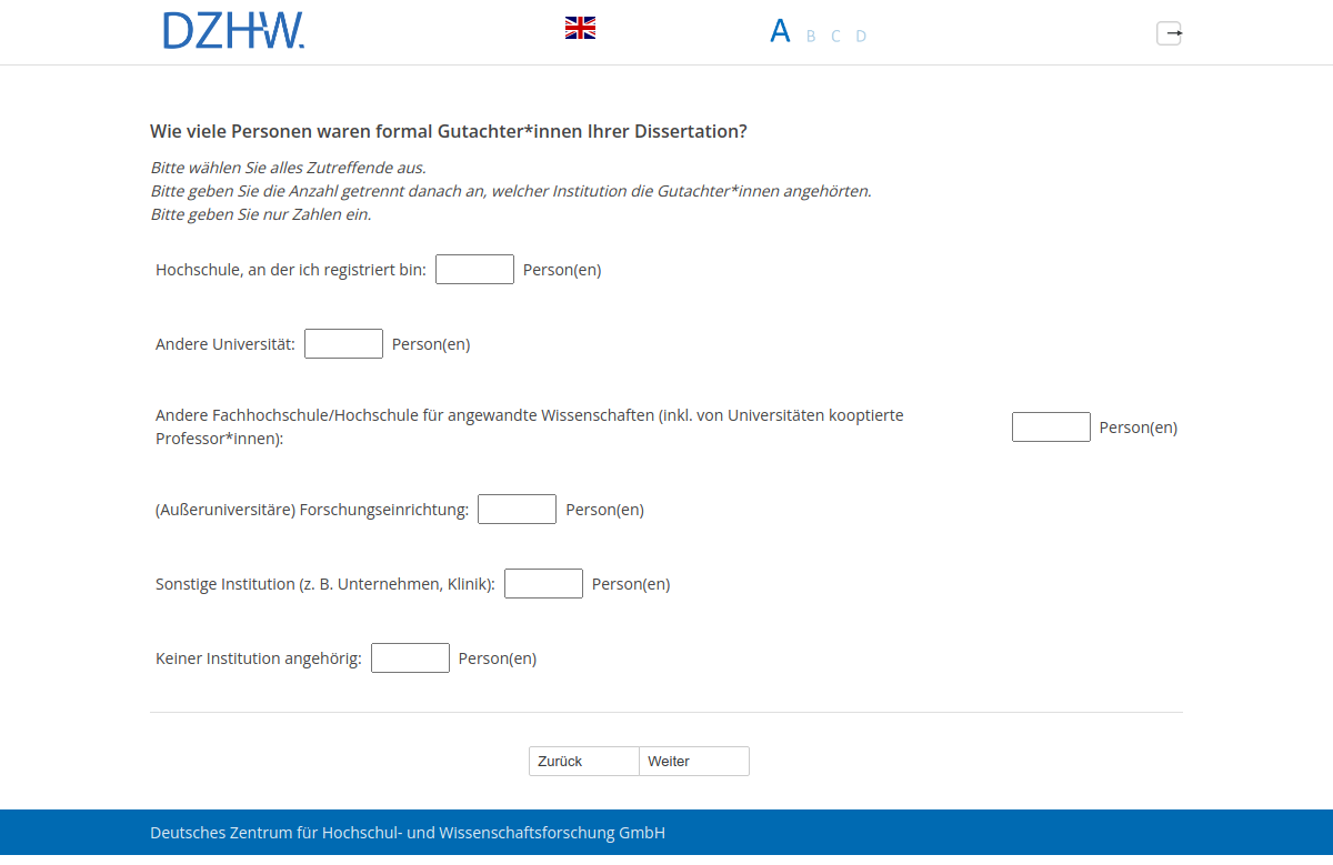 Wie viele Personen waren formal Gutachter*innen Ihrer Dissertation?