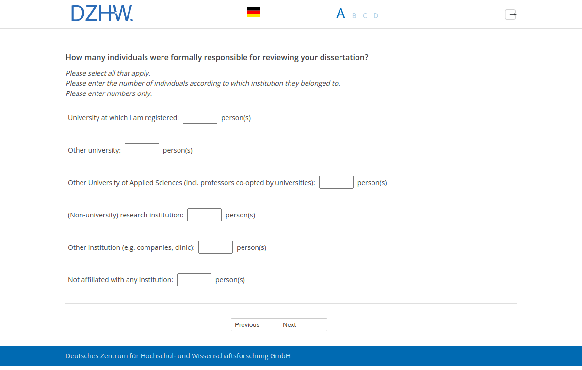 How many individuals were formally responsible for reviewing your dissertation?