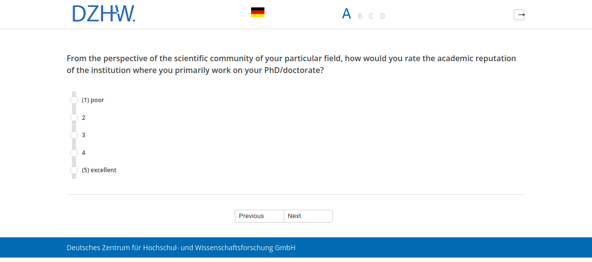 From the perspective of the scientific community of your particular field, how would you rate the academic reputation of the institution where you primarily work on your PhD/doctorate?