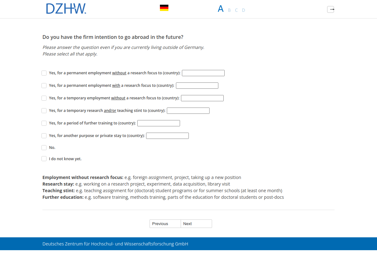 Do you have the firm intention to go abroad in the future?