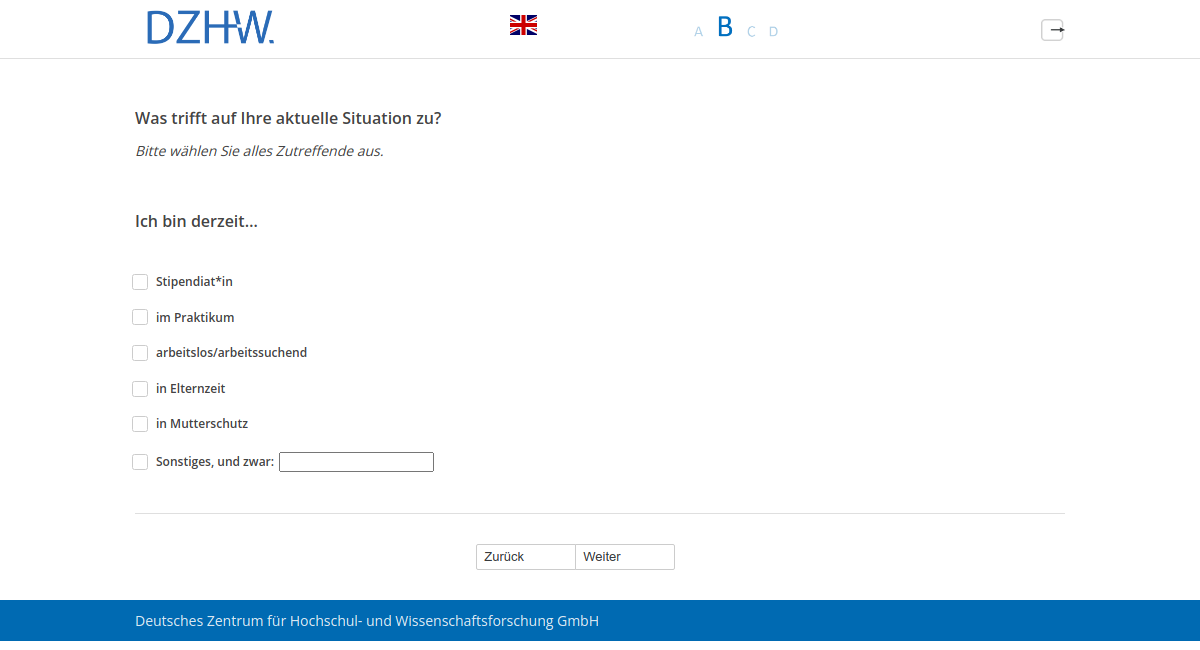 Was trifft auf Ihre aktuelle Situation zu?,Ich bin derzeit…