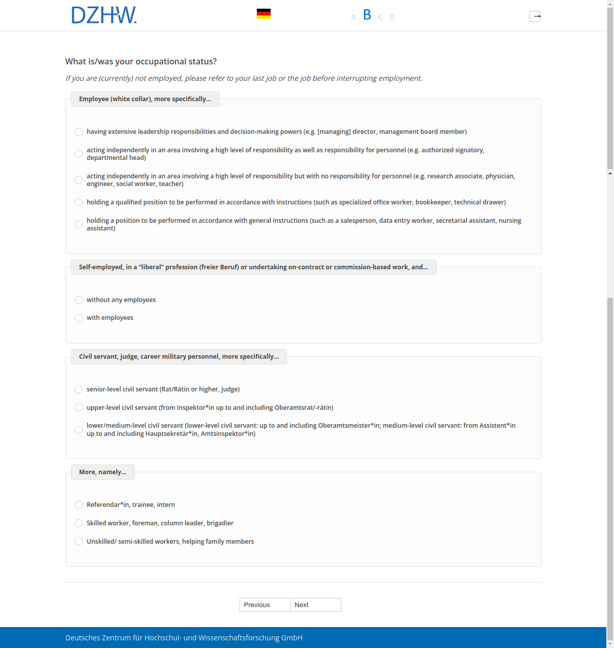 What is/was your occupational status?