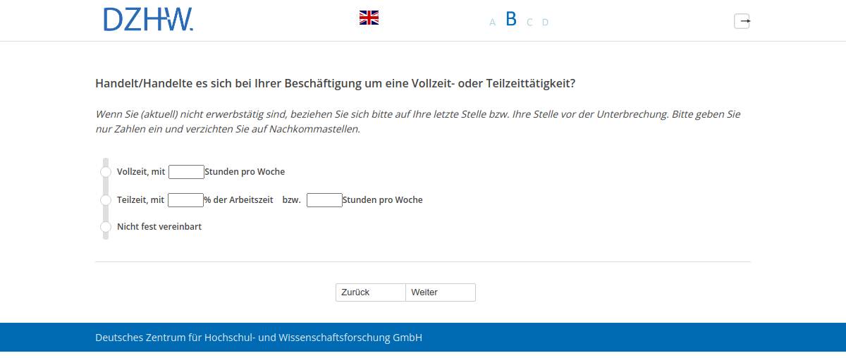 Handelt/Handelte es sich bei Ihrer Beschäftigung um eine Vollzeit- oder Teilzeittätigkeit?