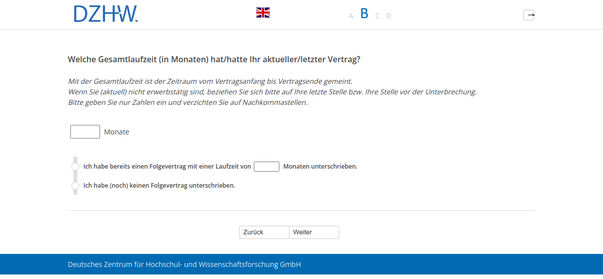 Welche Gesamtlaufzeit (in Monaten) hat/hatte Ihr aktueller/letzter Vertrag?