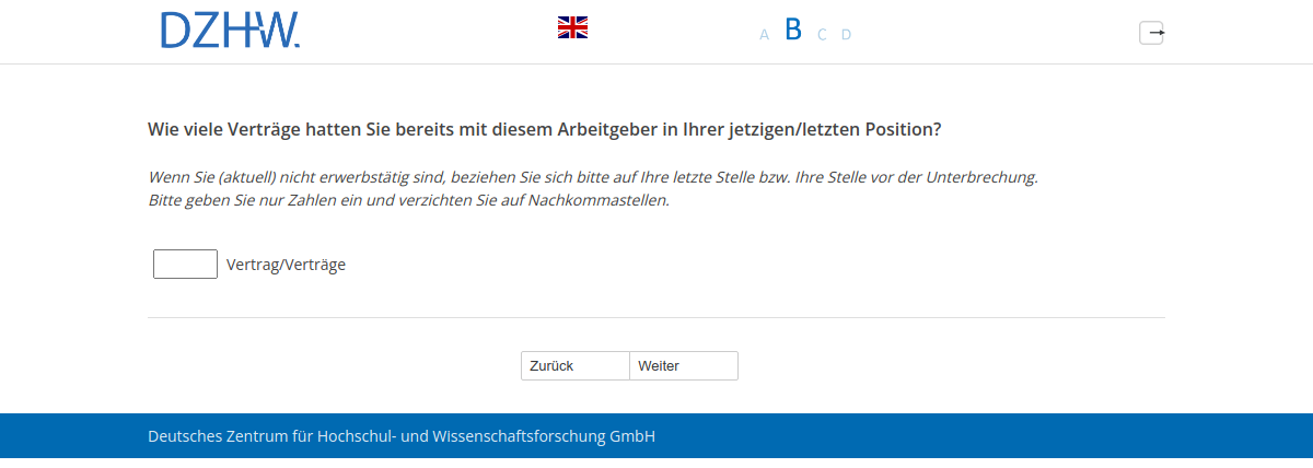 Wie viele Verträge hatten Sie bereits mit diesem Arbeitgeber in Ihrer jetzigen/letzten Position?