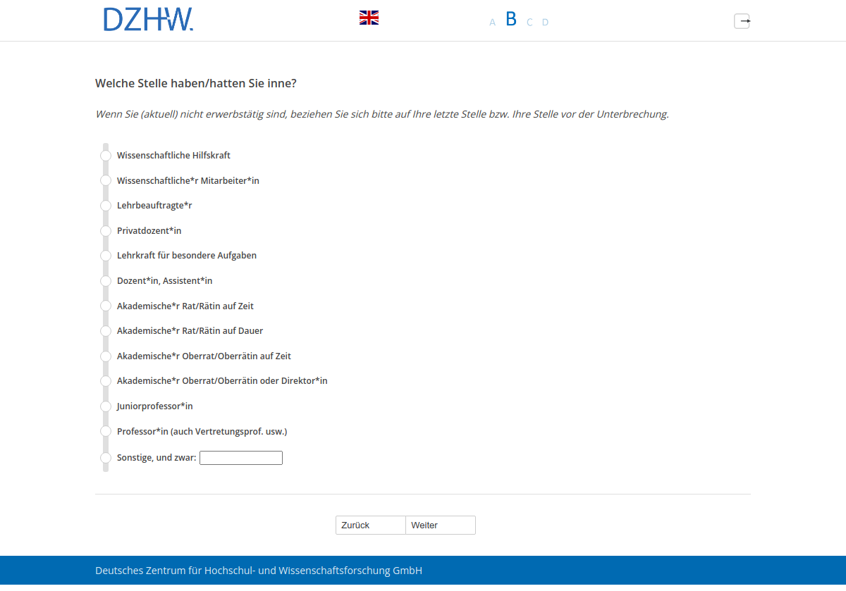 Welche Stelle haben/hatten Sie inne?