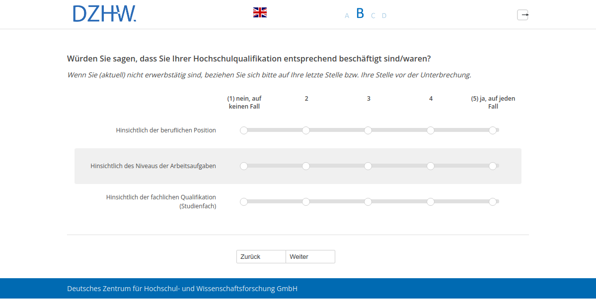 Würden Sie sagen, dass Sie Ihrer Hochschulqualifikation entsprechend beschäftigt sind/waren?