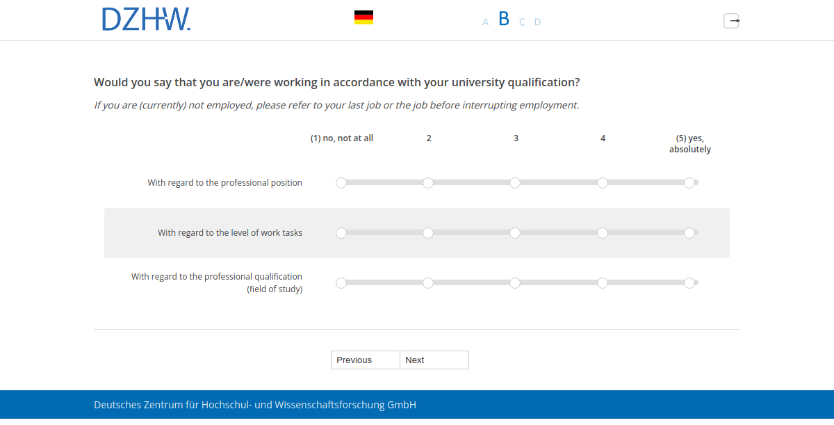 Would you say that you are/were working in accordance with your university qualification?