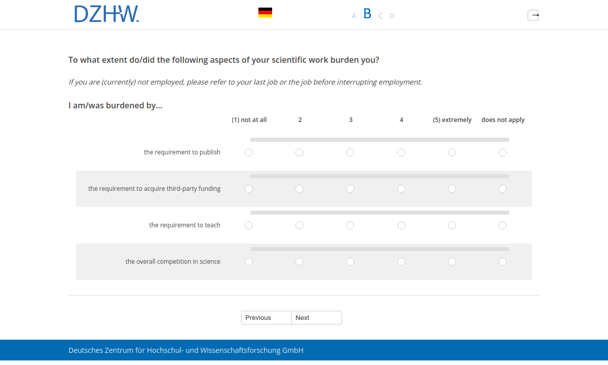 To what extent do/did the following aspects of your scientific work burden you?,I am/was burdened by…