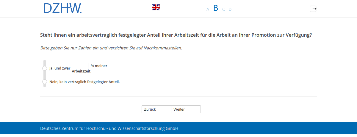 Steht Ihnen ein arbeitsvertraglich festgelegter Anteil Ihrer Arbeitszeit für die Arbeit an Ihrer Promotion zur Verfügung?