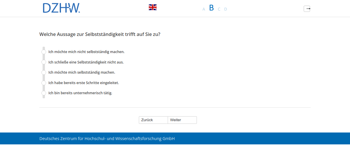 Welche Aussage zur Selbstständigkeit trifft auf Sie zu?