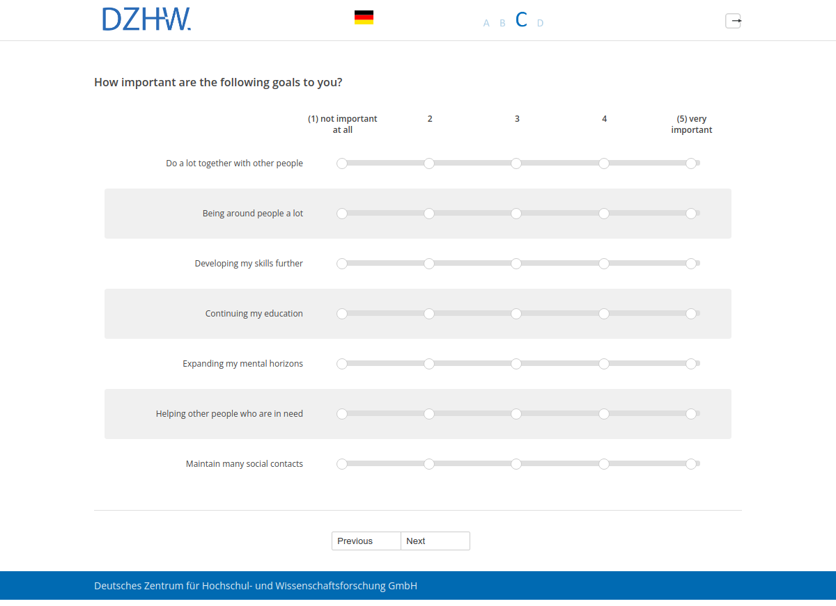 How important are the following goals to you?