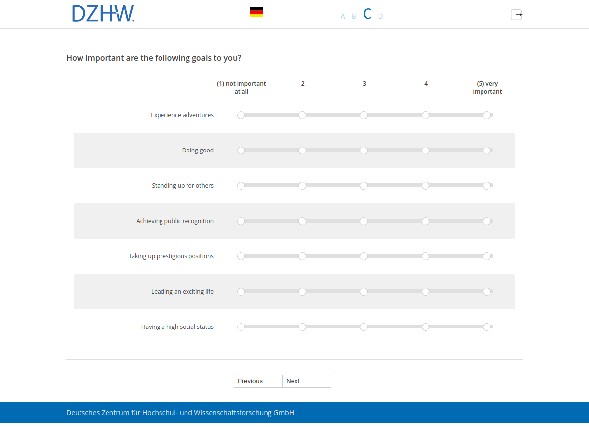 How important are the following goals to you?