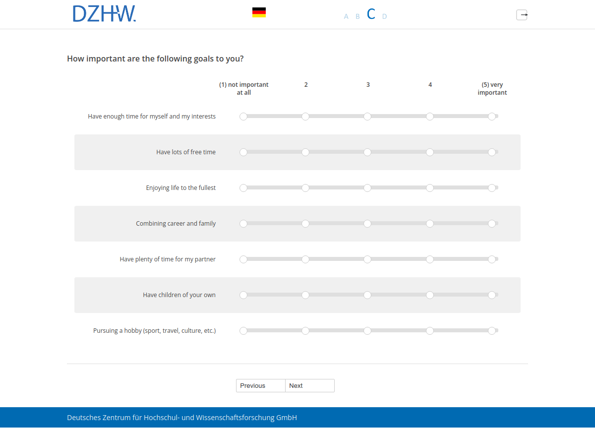 How important are the following goals to you?