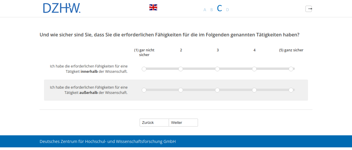Und wie sicher sind Sie, dass Sie die erforderlichen Fähigkeiten für die im Folgenden genannten Tätigkeiten haben?