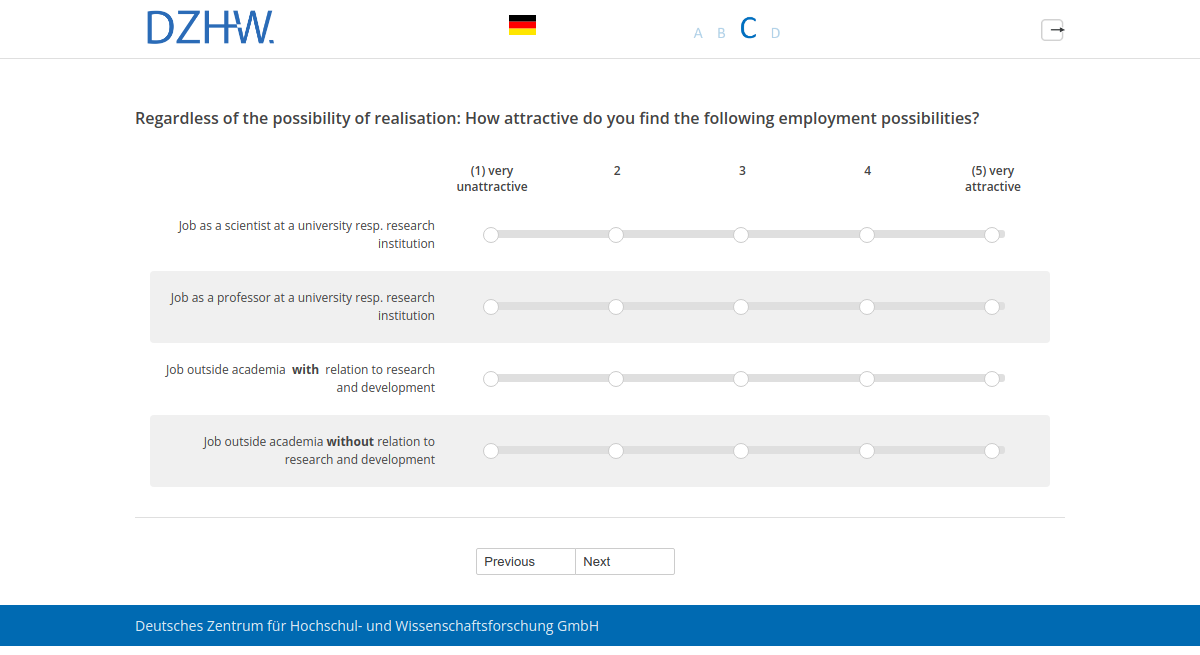 Regardless of the possibility of realisation: How attractive do you find the following employment possibilities?