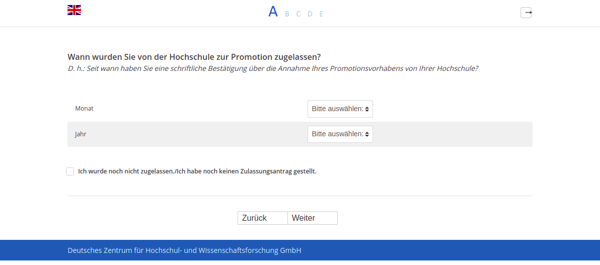 Wann wurden Sie von der Hochschule zur Promotion zugelassen?