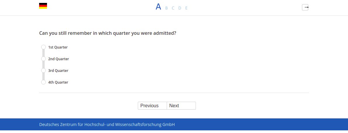 Can you still remember in which quarter you were admitted?