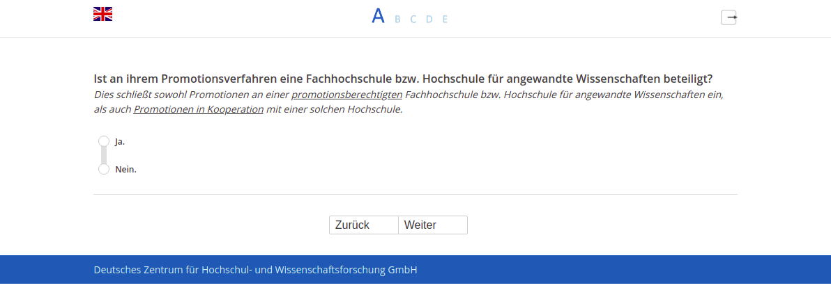 Ist an ihrem Promotionsverfahren eine Fachhochschule bzw. Hochschule für angewandte Wissenschaften beteiligt?