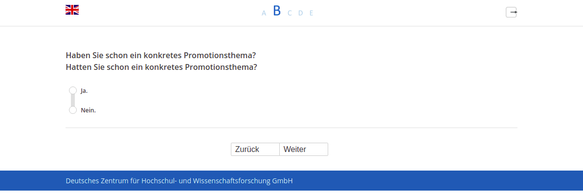 Haben Sie schon ein konkretes Promotionsthema?,Hatten Sie schon ein konkretes Promotionsthema?