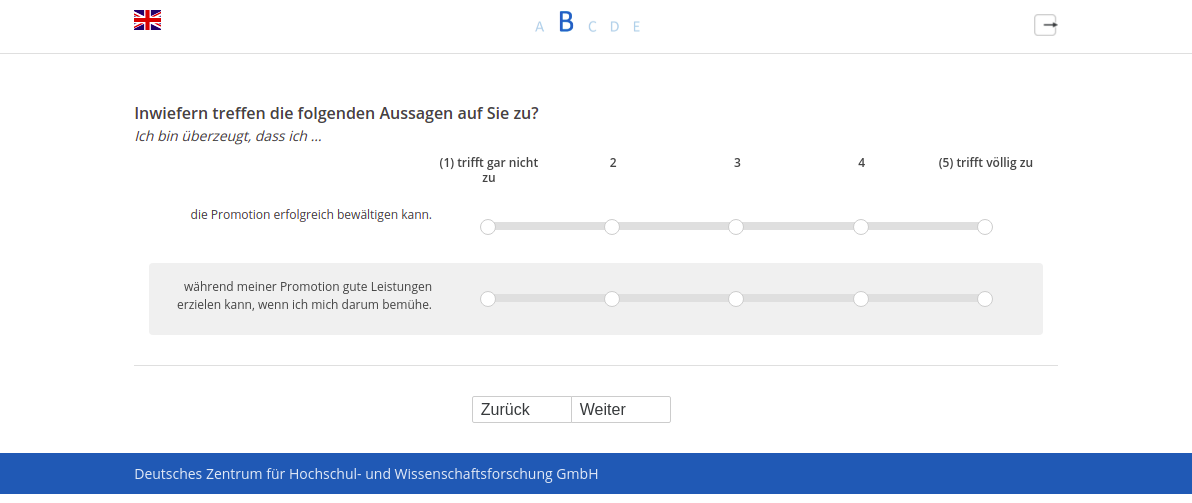 Inwiefern treffen die folgenden Aussagen auf Sie zu? Ich bin überzeugt, dass ich …