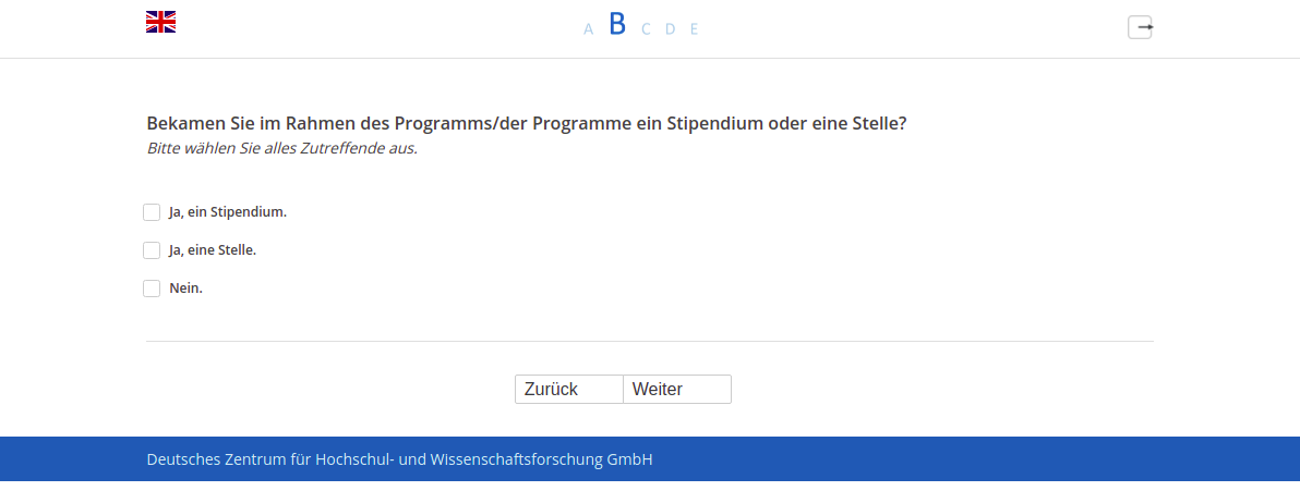 Bekamen Sie im Rahmen des Programms/der Programme ein Stipendium oder eine Stelle?