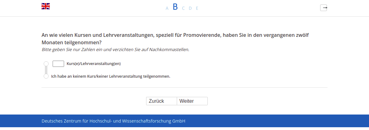 An wie vielen Kursen und Lehrveranstaltungen, speziell für Promovierende, haben Sie in den vergangenen zwölf Monaten teilgenommen?