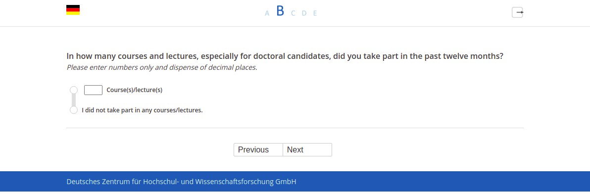 In how many courses and lectures, especially for doctoral candidates, did you take part in the past twelve months?
