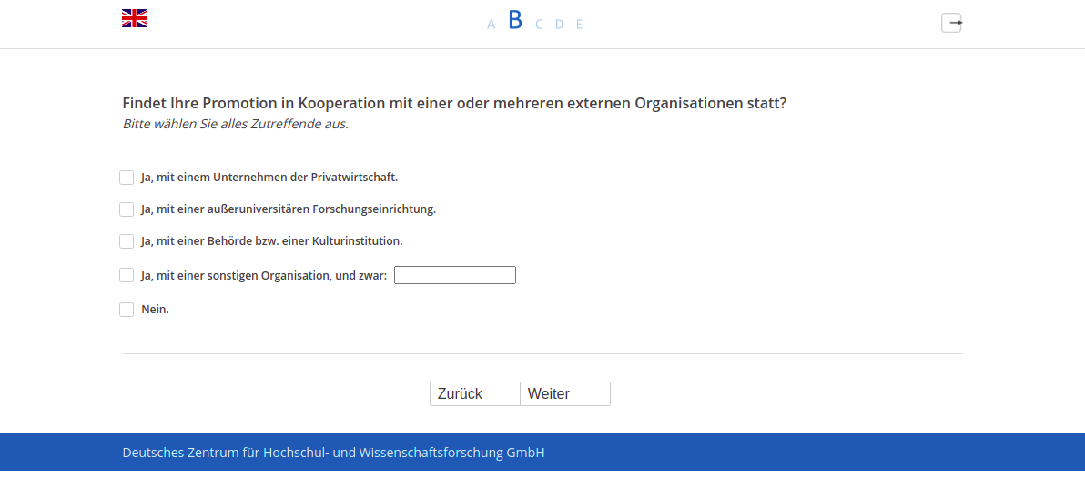 Findet Ihre Promotion in Kooperation mit einer oder mehreren externen Organisationen statt?